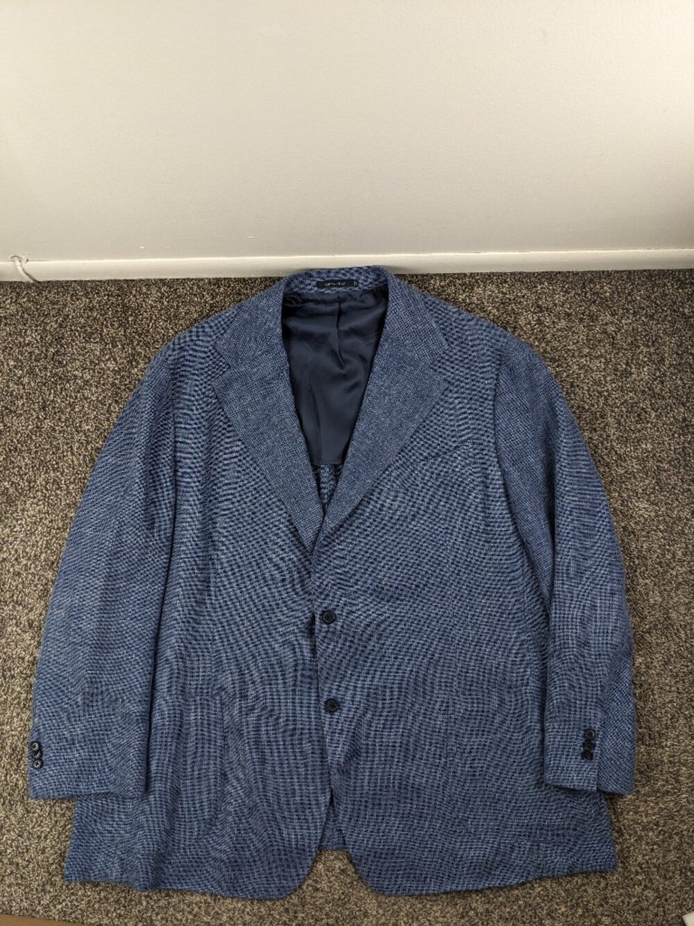 2025 Bespoke SuitSupply Sport Coat 54R E Thomas Italian Linen Silk Wool Blue  Ta